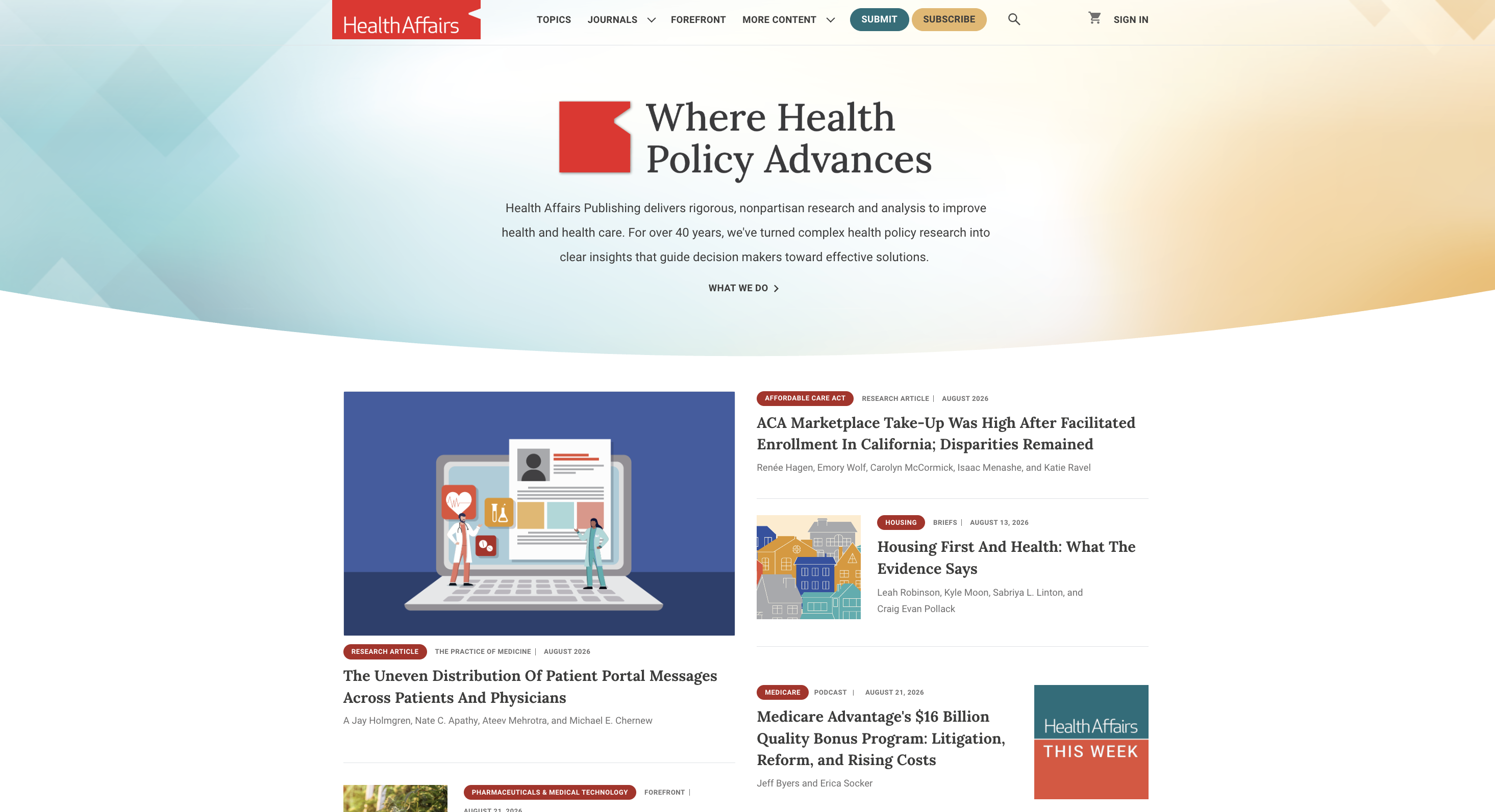 Health Affairs redesign